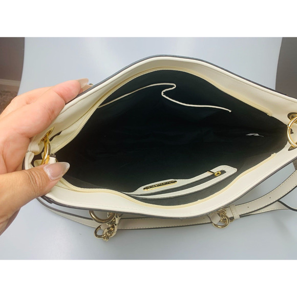 Mia K Collection Brown and Light Beige Tote Bag with Detachable Shoulder Strap - Picture 5 of 11